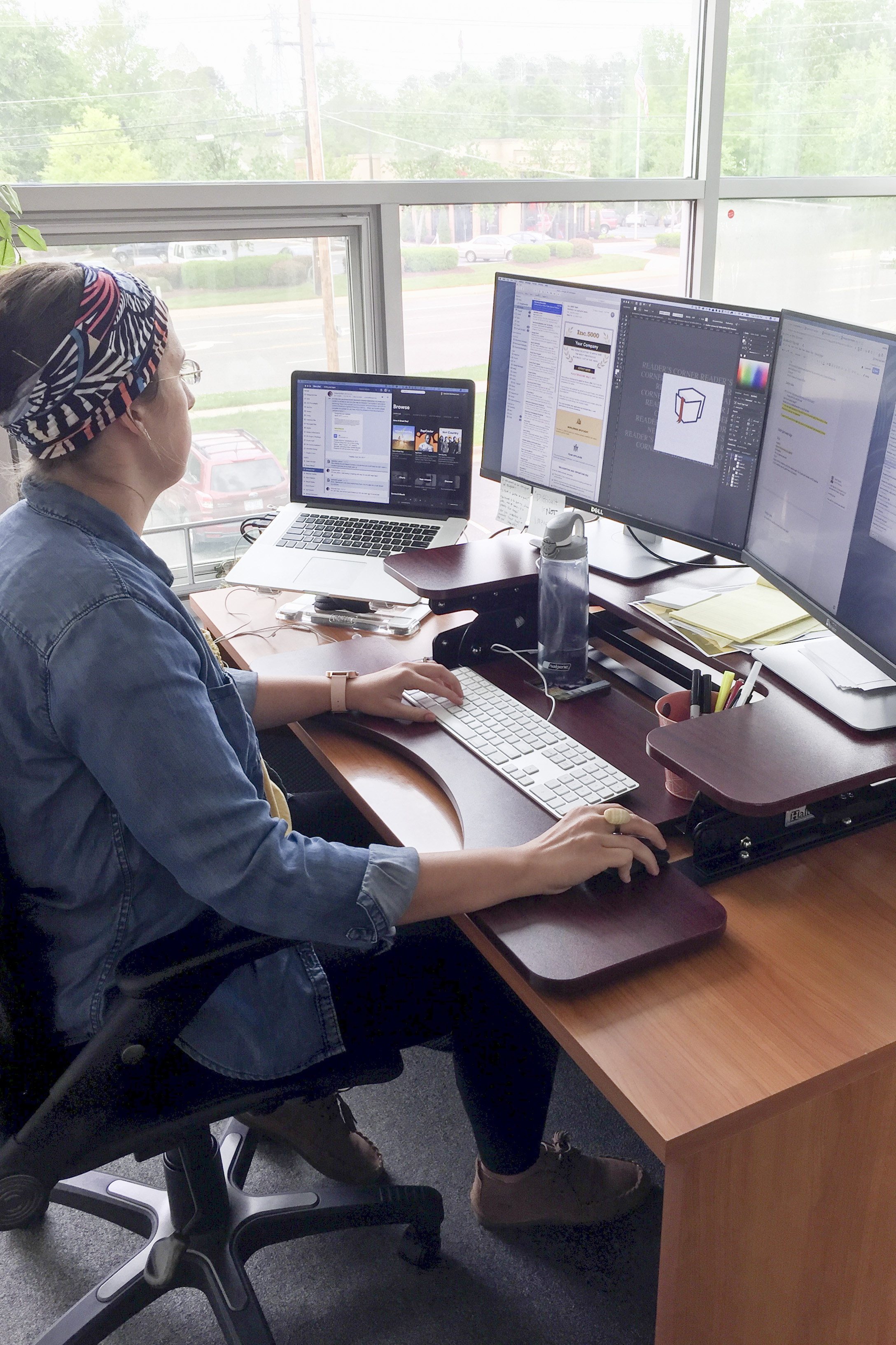 Sitting at desk